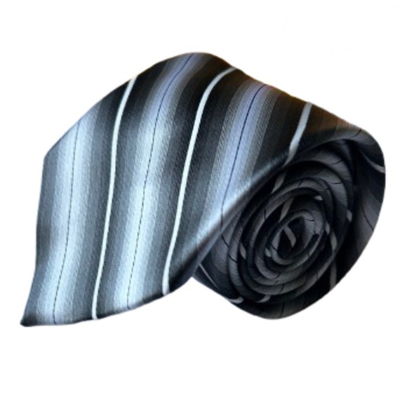 PIERRE CARDIN Tie White Gray & Black Stripes 58" x 4"W Handmade - Picture 5 of 7